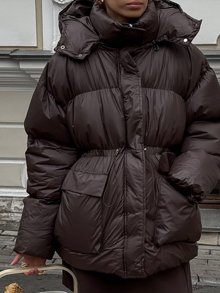 Abrigos con capucha esponjosos Vintage color Burdeos para mujer, Chaqueta de algodón con cremallera y solapa elegante, prendas de vestir cálidas para invierno