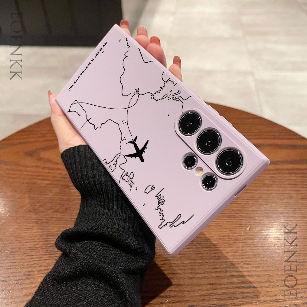 Funda de teléfono de gel de sílice para Samsung Galaxy, S25, S24 Ultra, S23, S22, S21, S20, Ultra FE Plus, Note 10, 20 Lite, ruta de avión