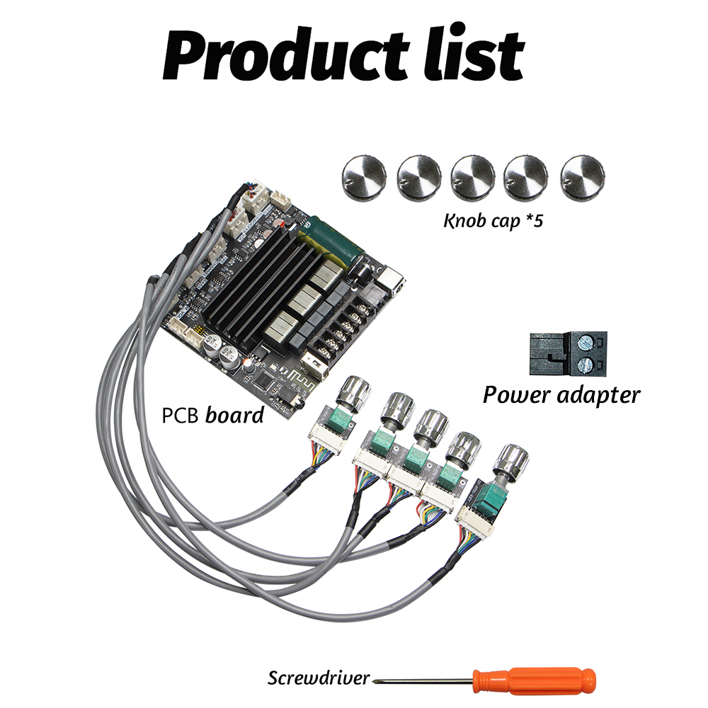 Placa amplificadora de potência Bluetooth de 2.1 canais ZK-ST21 100W + 100W + 200W/chip TPA3221/AUX/USB/controle APP/fiação externa