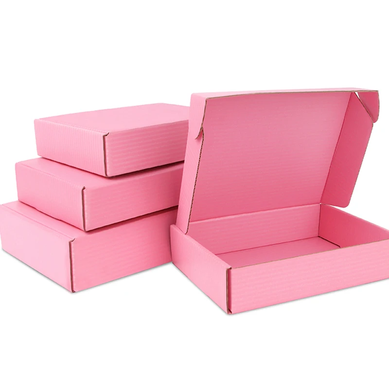 10 stücke Rosa Kleine Karton Verpackung Box Verdicken 3 Schicht Wellpappe Recycling Papier Verschiffen Box für Business