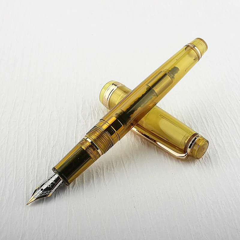 Jinhao 82 Fountain Pen Acrylic EF/F/M/Bent Nib Golden Trim with Converter Writing Pen