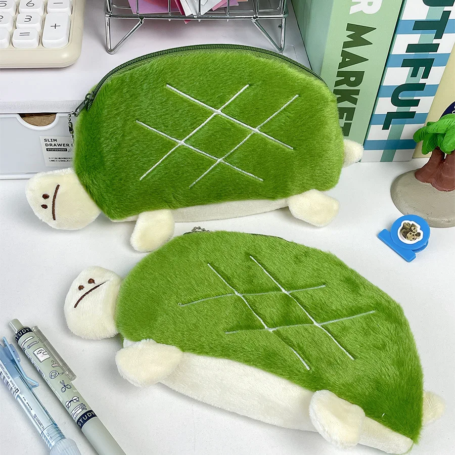 Estuche para lápices de estudiante con forma de tortuga, bolsa de almacenamiento de papelería de oficina, suministros escolares kawaii para niños, bolsa de almacenamiento de lápices de goma, 1 Uds.