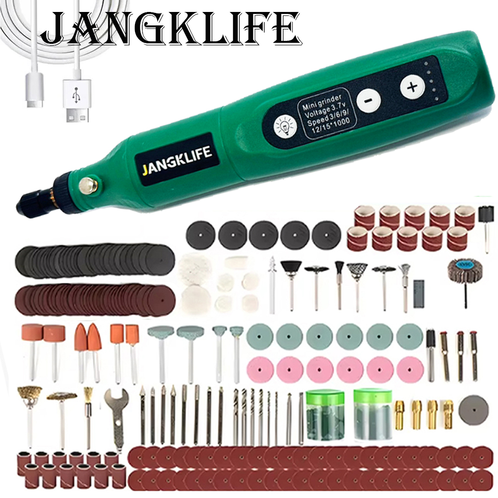 JANGKLIFE USB Cordless Rotary Tool Kit Holzbearbeitung Gravur Stift DIY Für Schmuck Metall Glas Mini Drahtlose Bohrer