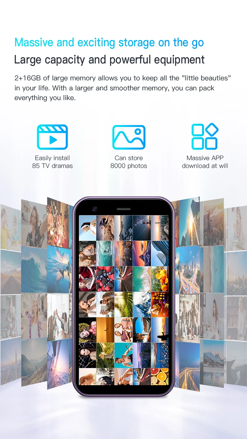 SOYES XS15 블루 3G 미니 스마트폰 3.0인치 HD 화면 2G RAM 16G ROM 듀얼 SIM 대기 Play Store 다양한 색상 사용 가능 추가 앱