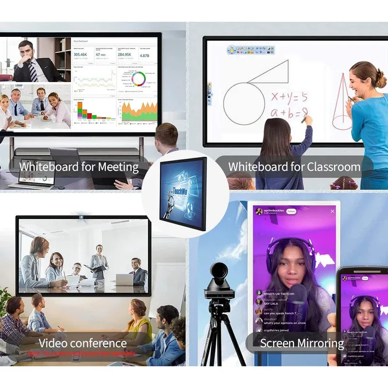 43 55 65 นิ้ว TouchScreen Monitor การสอนออนไลน์สมาร์ทบอร์ด All In One Pc Digital Electronic Interactive ไวท์บอร์ด