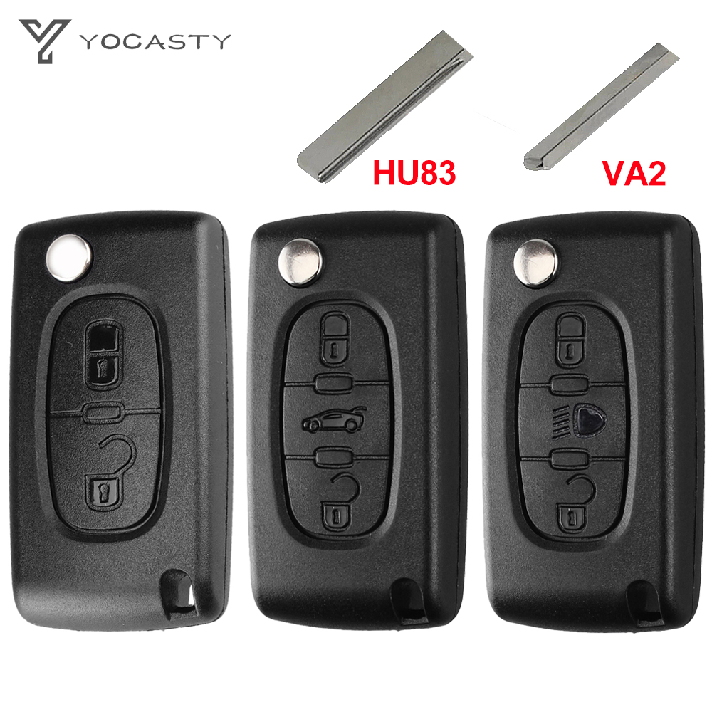 YOCASTY para Citroen C2 C3 C4 C5 C6 Xsara Berlingo para Peugeot 207 307 308 407 607 807 funda con tapa para llave a distancia de coche HU83 VA2