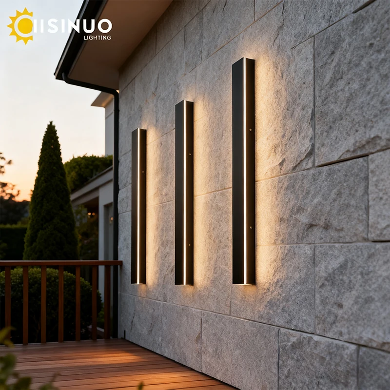 Chống Nước Ngoài Trời Đèn Tường LED Dài Đèn Tường IP65 Nhôm Sáng Biệt Thự Vườn Hiên Nhà Sconce Ánh Sáng 110V 220V sconce Đèn LED