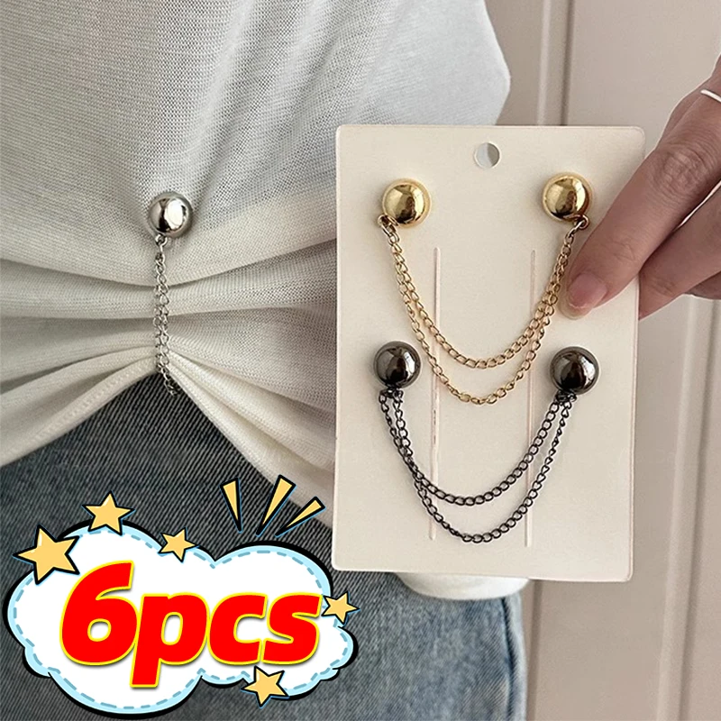 3 pares tira magnética ajustável calças pernas clipes para calças pino retrátil calças de perna fixa botão solto para jeans cardigan