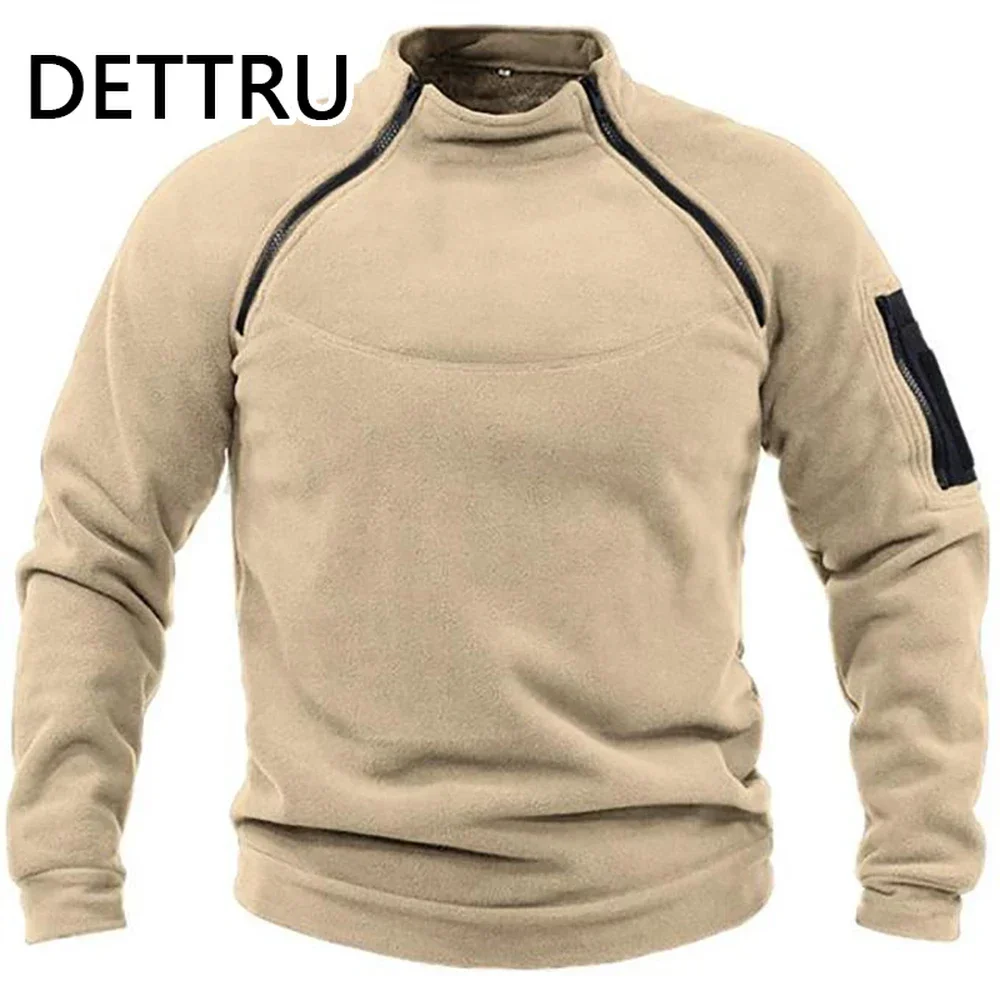 Jaqueta tática de lã masculina, roupas quentes com zíper, pulôver masculino à prova de vento, casaco térmico para caminhadas