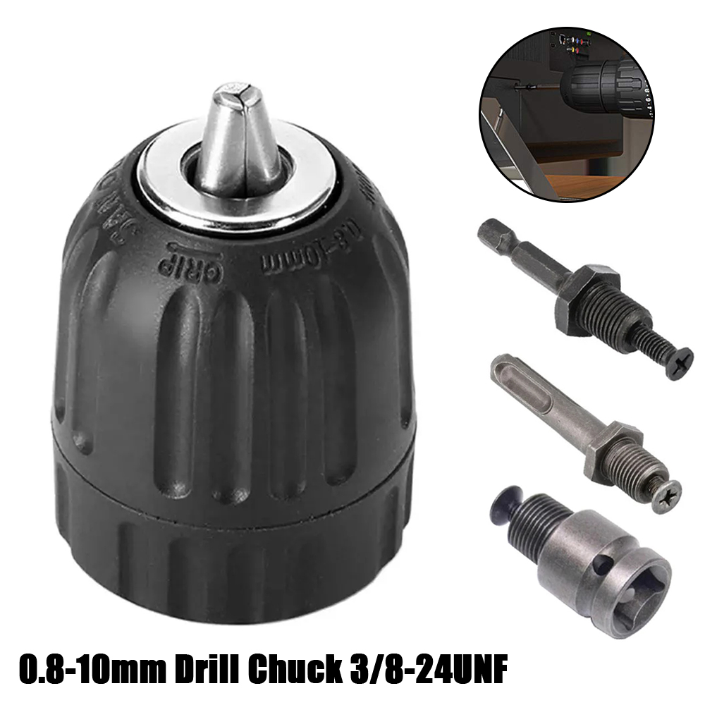 Snelspanboorhouder 0,8-10 mm 3/8-24UNF, zeskantschacht/SDS-Plus/vierkante snelgreepadapter, boorkop voor boor schroevendraaier kraan en stopcontact