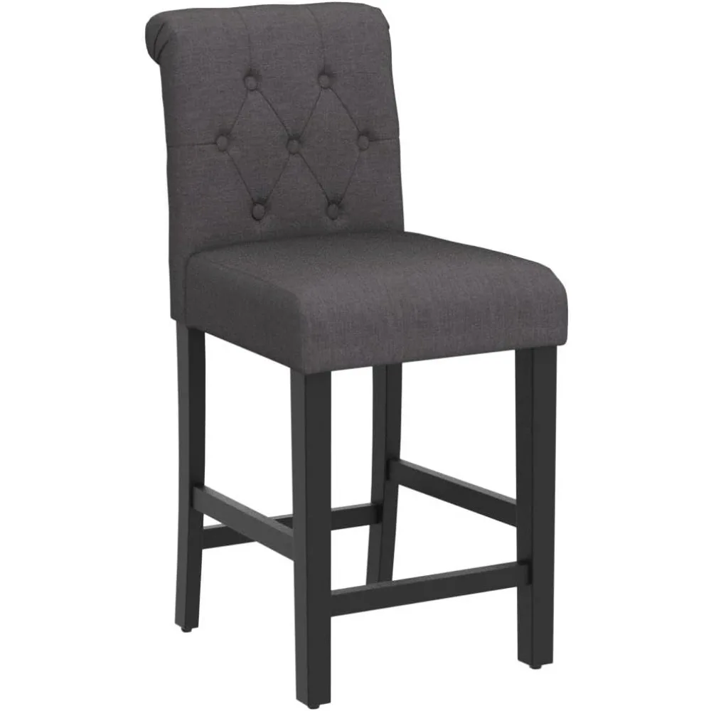 24inch Counter Height Bar Stool, Set of 4 Counter Height Chairs for Kitchen Island Upholstered Back Bar Chairs Fabric Barstool