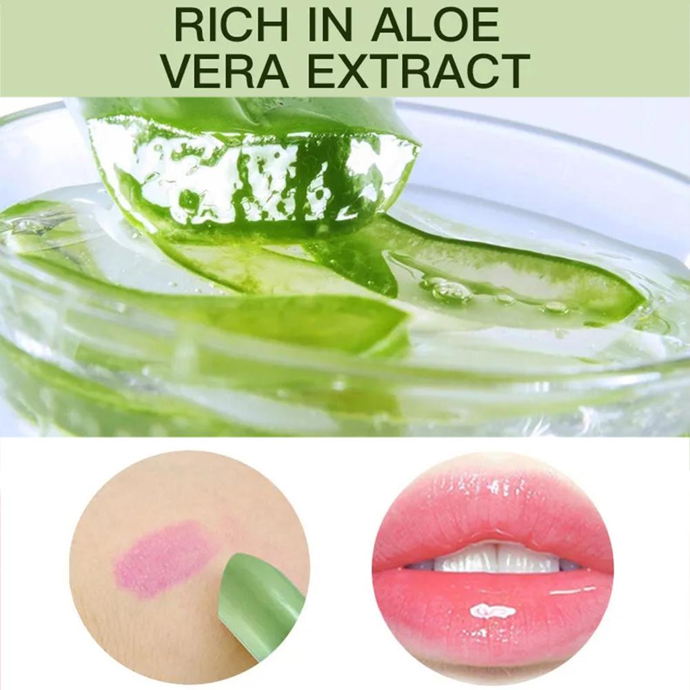 Aloe vera umidade bálsamo labial temperatura mudou cor batom de longa duração nutritivo cuidados com os lábios maquiagem labial 1/3/5 pçs