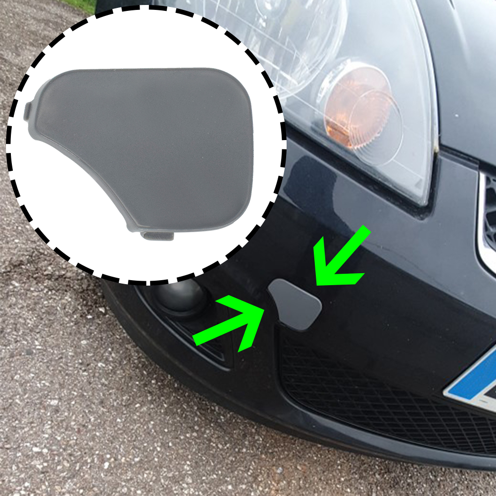 1pc Car Front Bumper Tow Hook Cover For Ford Fiesta MK6 2005 2006 2007 2008 Towing Eye Cap Auto Replacement 1375861 6S6117A989AA