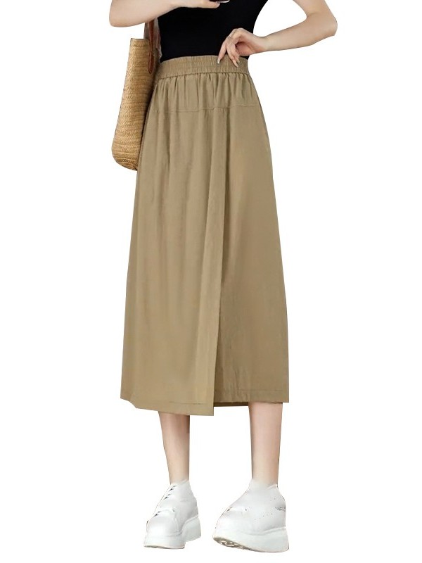 Sumi High Waist Ice Silk Loose Fit Thin Nine-Piece Women's Workwear Pants Skirt Casual Straight Leg Trousers for Summer