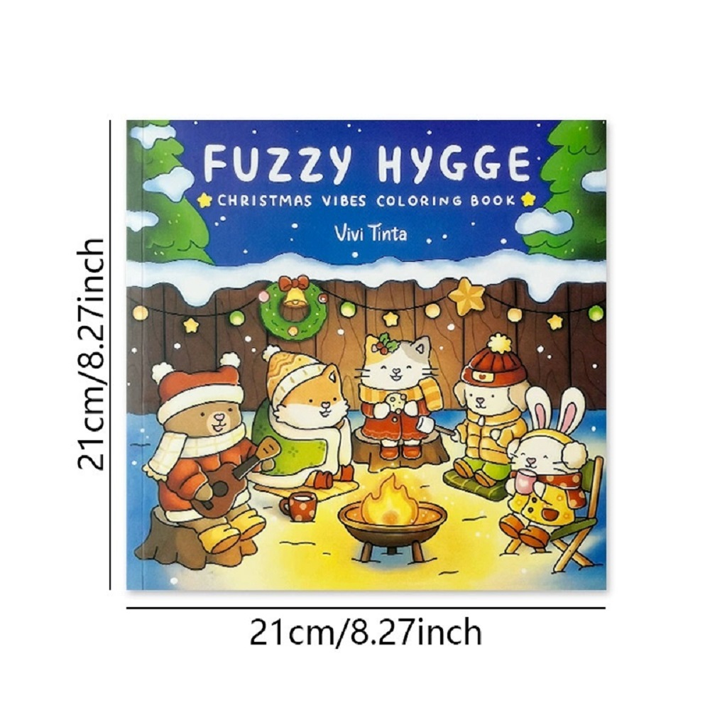 Christmas Coloring Book for Adults Teens - Hygge Winter Scenes Cute Animals Gift Art Therapy