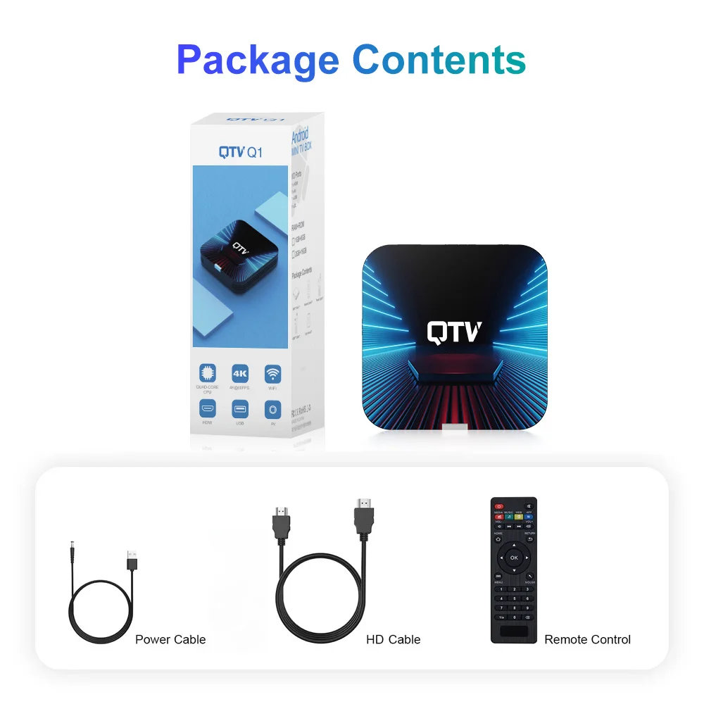 VONTAR QTV Q1 TV Box Android 10 Allwinner H313 with 2GB 16GB Support 4K H.265 Wifi TV Dongle Media Player Set Top Box 1GB 8GB