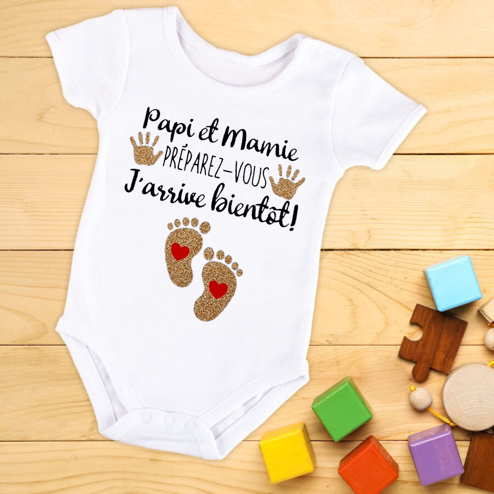 Дедушка и бабушка, готовая, я буду здесь, детский комбинезон с принтом, объявление о беременности, боди для младенцев, комбинезон для новорожденных
