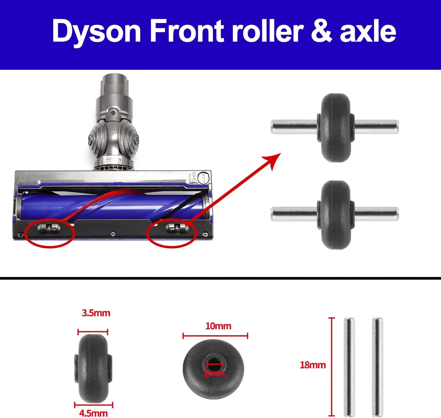 Sohlenplattenräder für Dyson V6 V7 V8 V10 V11 V15 DC58 DC59 DC62 Direct Drive Reinigungskopf, nicht für weichen Rollenkopf