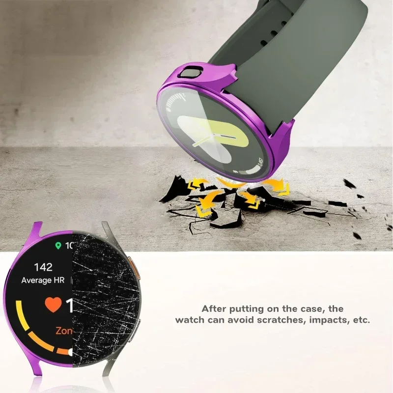 TPU-Hülle für Samsung Galaxy Watch 7-6-5-4-FE 40 mm 44 mm, vollständige Schutzhülle, Silikon-Stoßstange, Displayschutzfolie, Uhrenzubehör