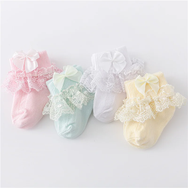 Lawadka, calcetines para bebés recién nacidos de 0 a 24 meses, calcetines de encaje de algodón para niñas, calcetines con lazo de princesa para niñas pequeñas, primavera 2024