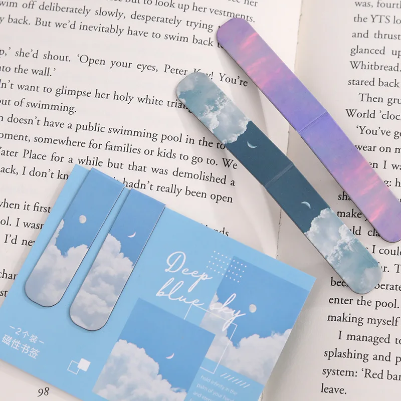 2 ชิ้น Misty แฟนตาซีเมฆทะเลป่าภูมิทัศน์บุ๊คมาร์คแม่เหล็กสําหรับหน้าหนังสือผู้อ่าน