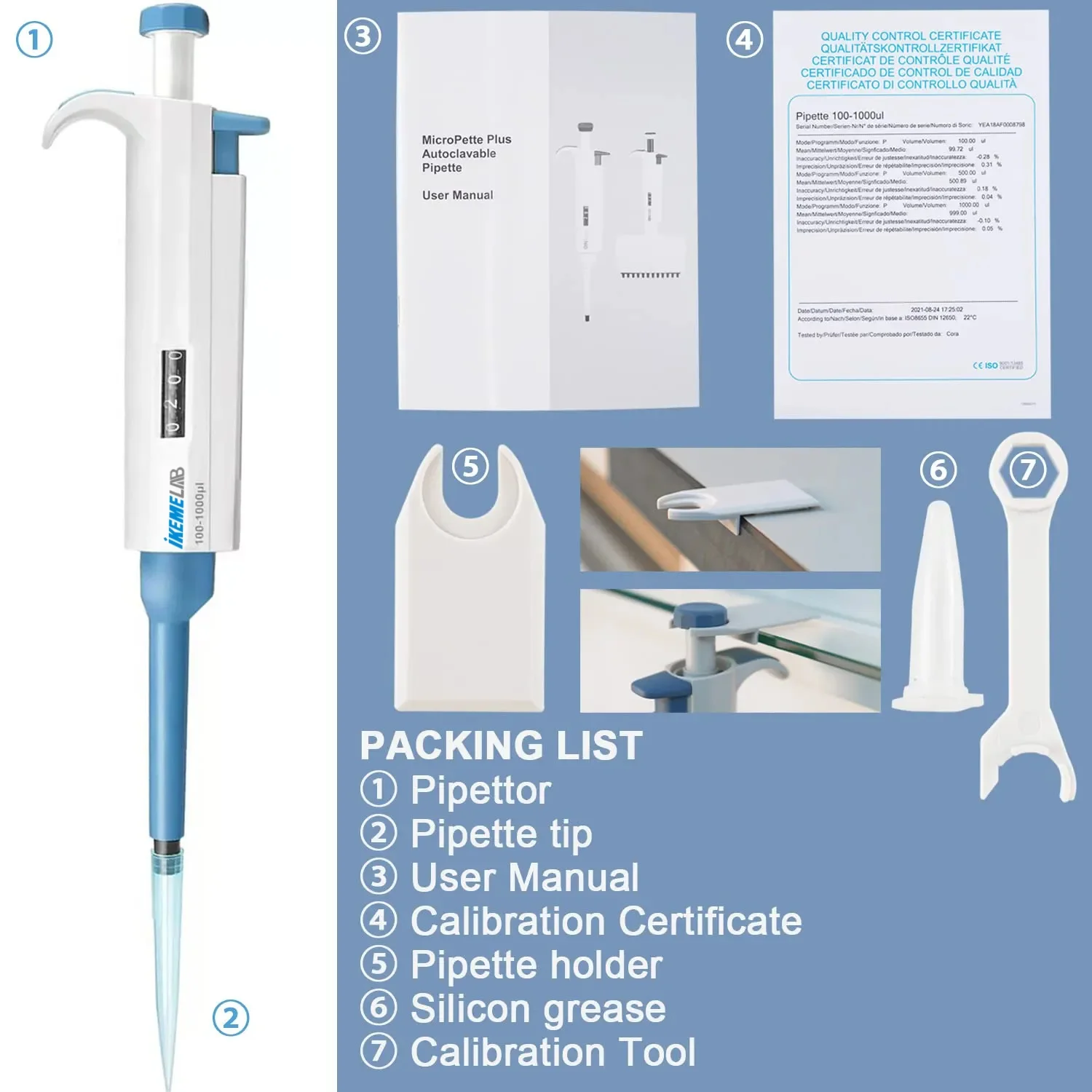 Phòng Pipet Đơn Kênh Có Thể Điều Chỉnh Pipet Hóa Học Thiết Bị