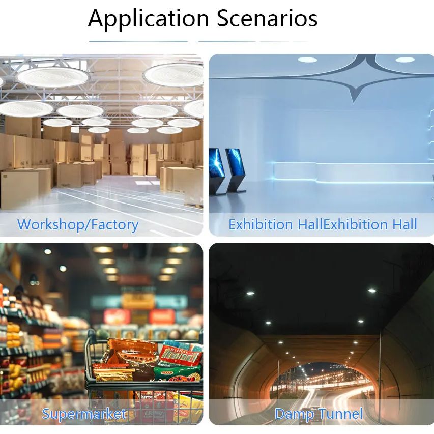 หลอดไฟ LED ทรงสูงรูปยูเอฟโอ50W-600W IP66ความสว่างสีขาวนวล AC85-265V กันน้ำและกันฝุ่นสำหรับอุตสาหกรรมกำแพงสวนกลางแจ้ง