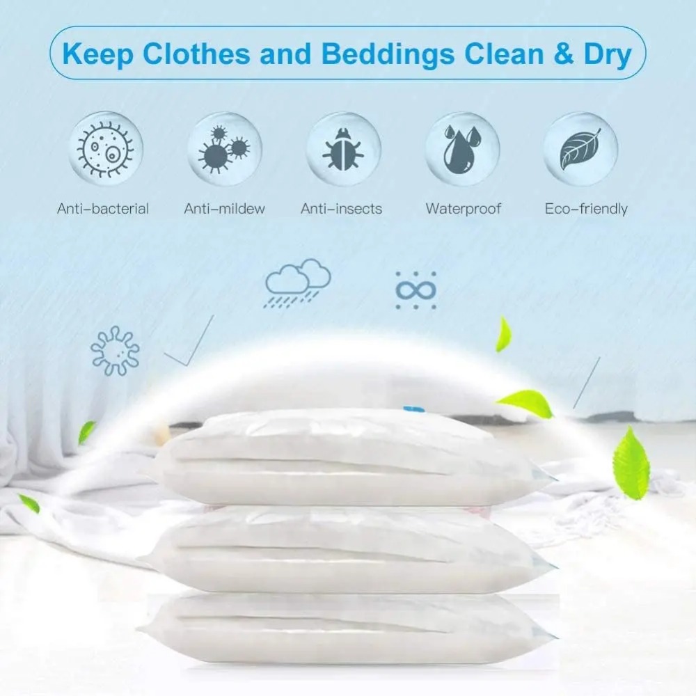 5Pcs Vacuum Storage Bags Vacuum Seal Bag Space Saving Bags for Comforters Clothes Pillow Bedding Blanket Storage