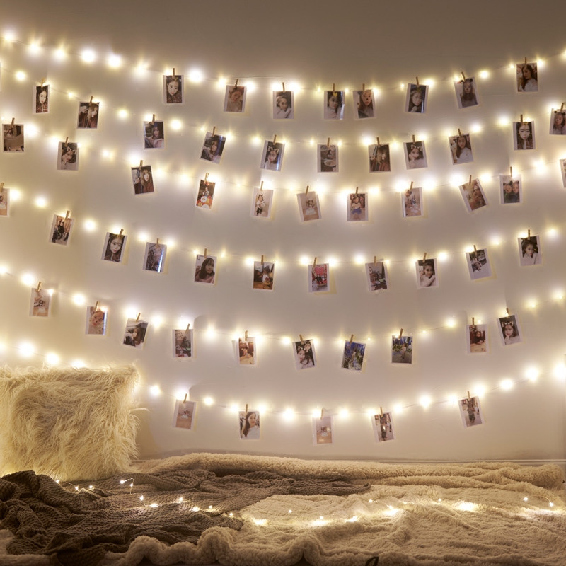 Luzes de corda led 2m/5m/10m clipe de foto luzes de fadas ao ar livre usb operado guirlanda decoração da árvore de natal decoração do casamento