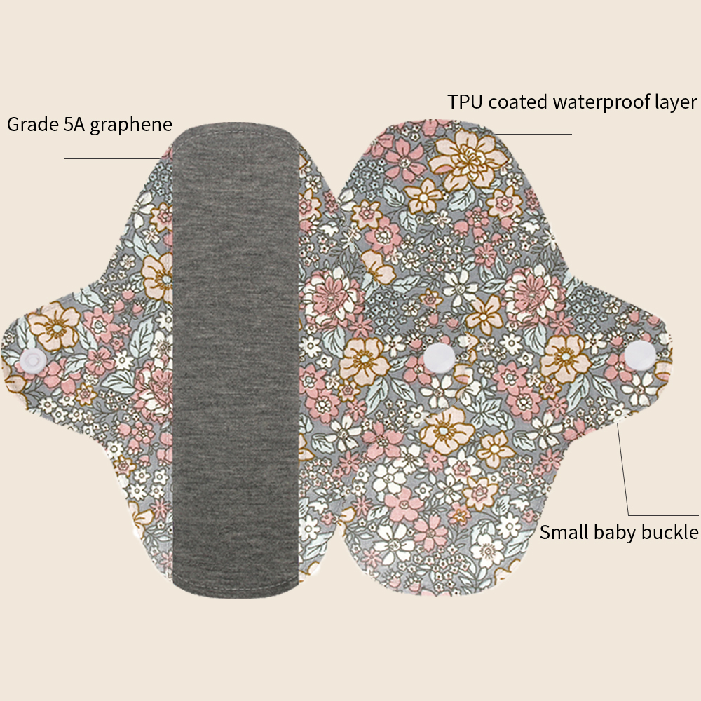 BIAI 敏感肌再利用可能な生理用ナプキン超薄型グラフェンフェミニン月経布パッド女性の布パンティライナー