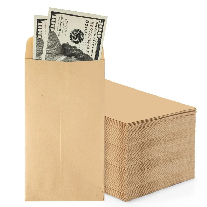 20pcs Self-Sealing Brown Cash Envelopes Envelope New Year Festival Cash Envelope Small Kraft Money Pouches for Budgeting & Gifts