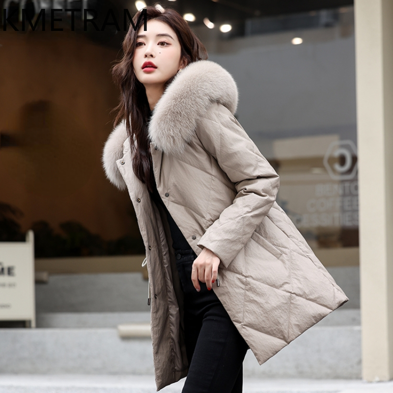 KMETRAM Winter Genuine Leather Coats for Womens Sheepskin Down Jacket 90% White Duck Down Liner Slim Fit Jaqueta De Couro