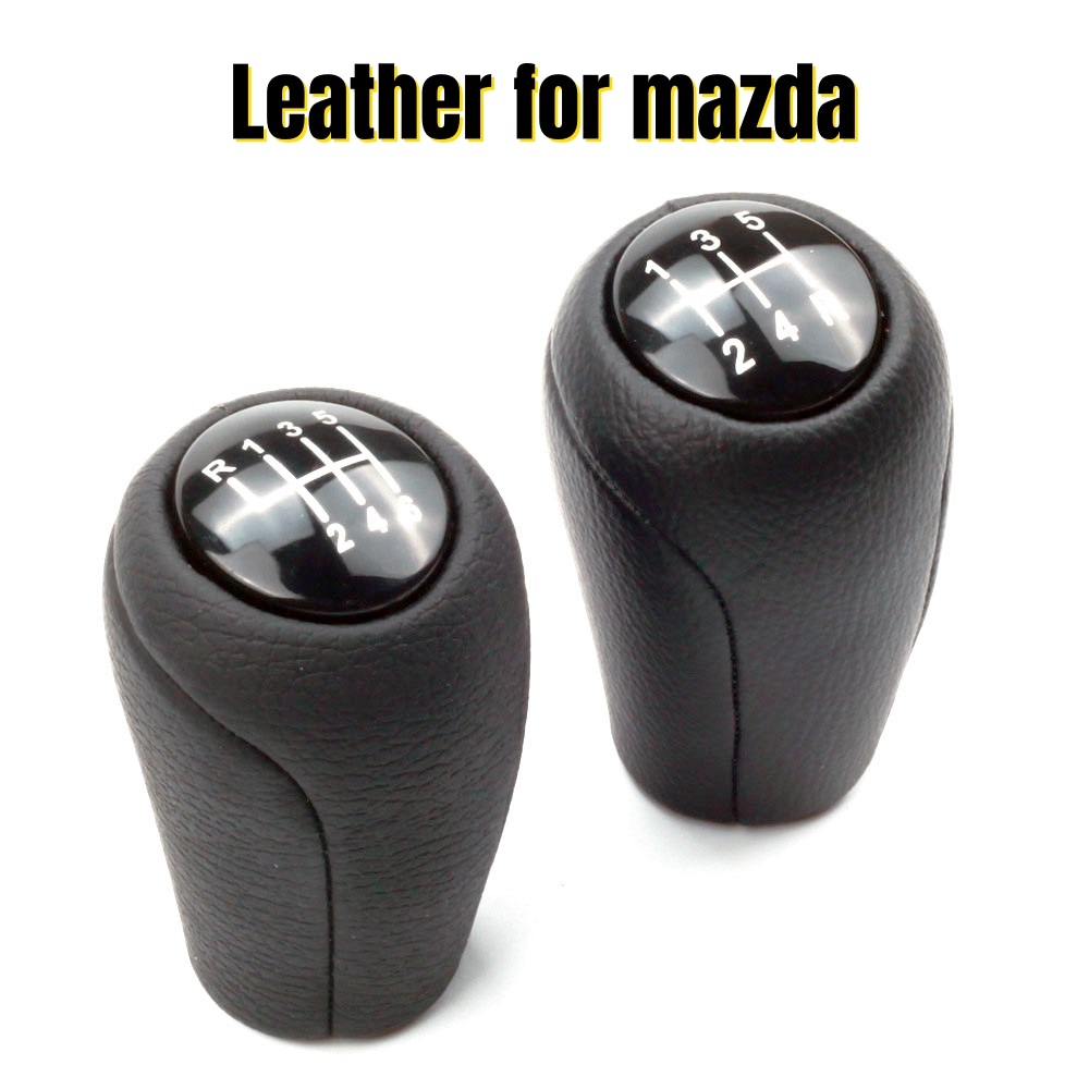 Couro engrenagem Shift Knob para Mazda, Shifter Lever Arm Headball, 5 velocidades, 6 velocidades, 3 BK, BL 5 CR, CW 6, II, GH, CX-7, ER, MX-5, NC, III, 23, MT