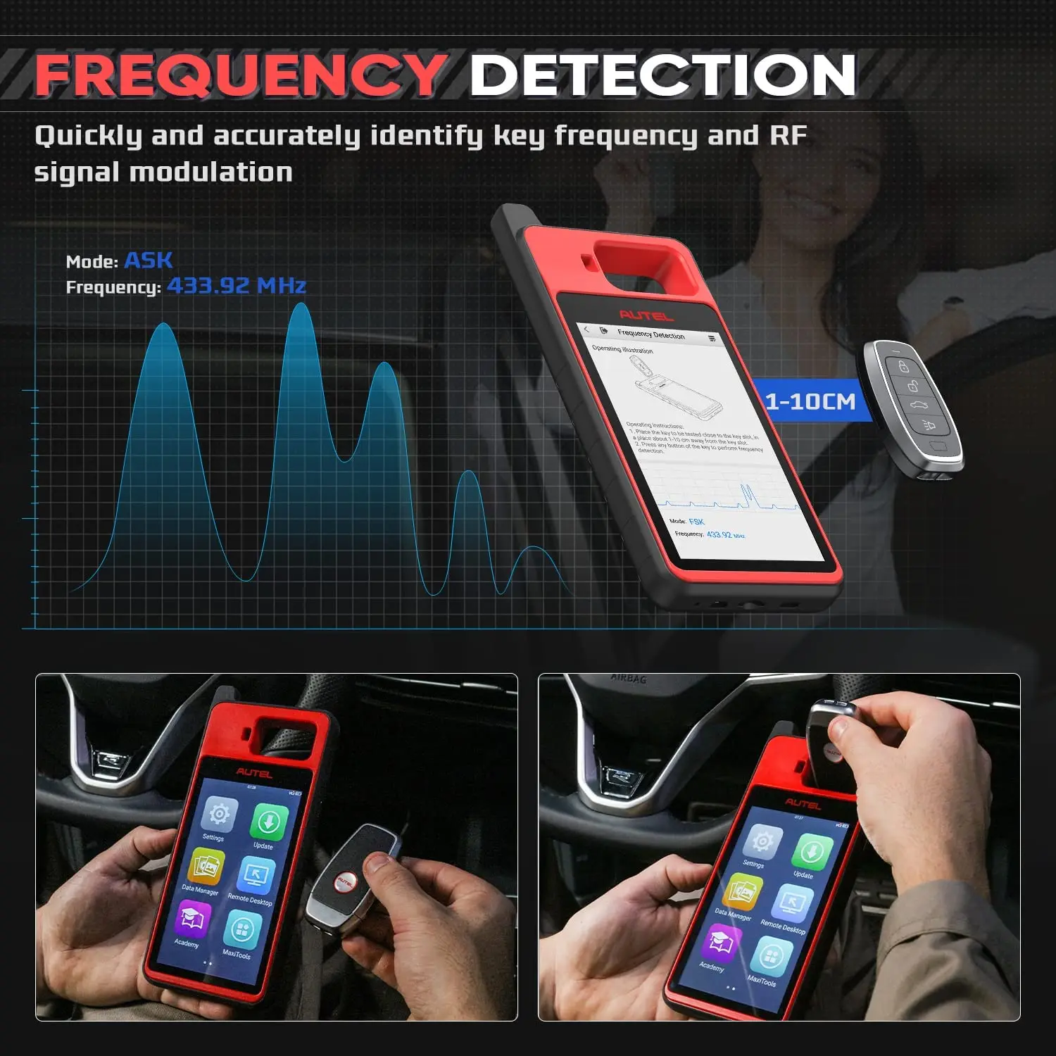 Autel-Key Fob Programming Immobilizer Tool, MaxiIM KM100, IKEY para geração 60s, OBD IMMO, aprendendo em 99% Car, 2pcs