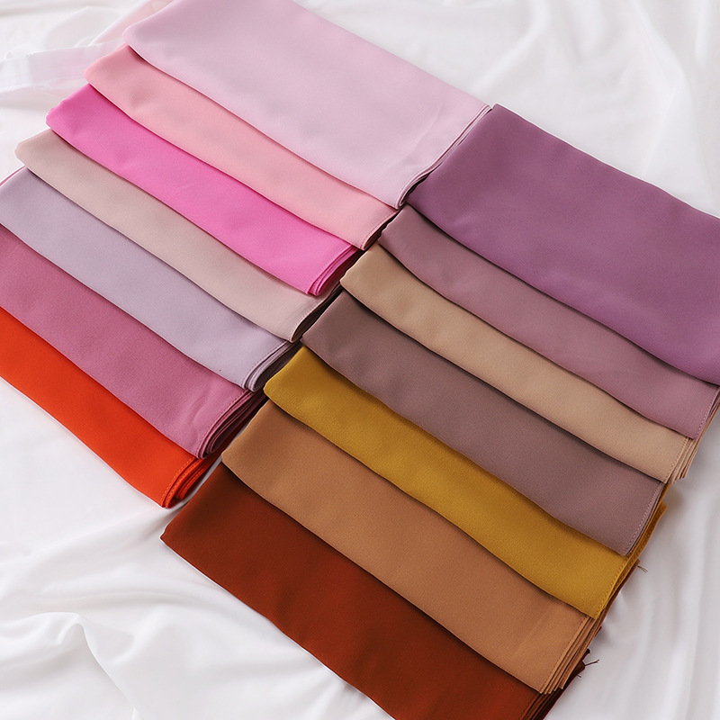 Hijab pesado de chiffon feminino, headwrap muçulmano, hijab, lenço quadrado, lenço, cor lisa, moda casual, 90x90cm