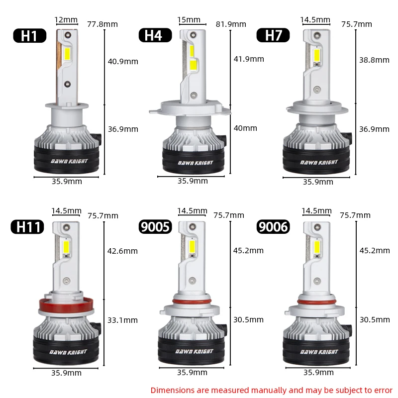 DAWNKNIGHT K7C 4300K H7 H4 H11 หลอดไฟ LED 3 ท่อทองแดงไฟ LED สําหรับรถยนต์ H1 HB3 9005 HB4 9006 12V หลอดไฟ LED