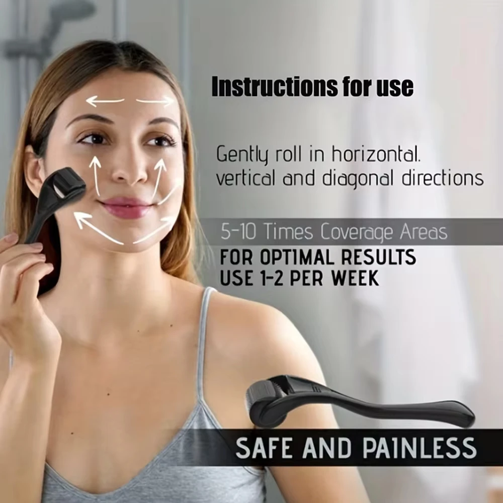 Derma selo microagulhamento rosto rolo massageador ajustável titânio agulha comprimento cuidados com a pele crescimento da barba couro cabeludo cabelo derma rolo
