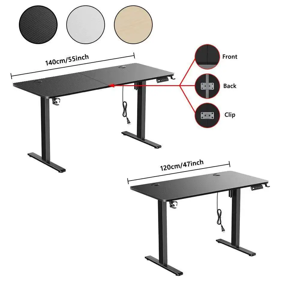 Mesa de pé ajustável em altura com suporte para copos, estação de trabalho ergonômica ecológica para aprendizagem em casa, botões de memória para escritório