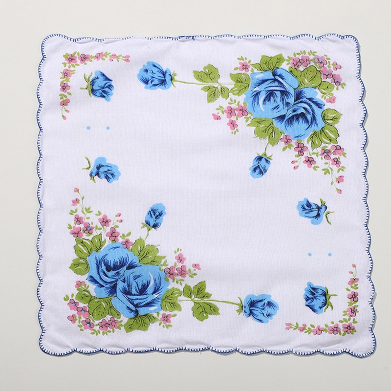 Lenços florais femininos lenço bolso algodão natural reutilizável para meninas