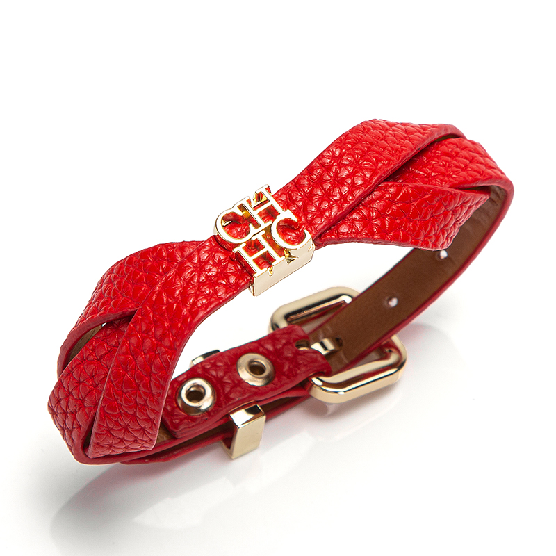 CH-pulsera clásica Vintage de cuero para mujer, pulsera de negocios de acero inoxidable con letras de Color sólido, novedad de 2024