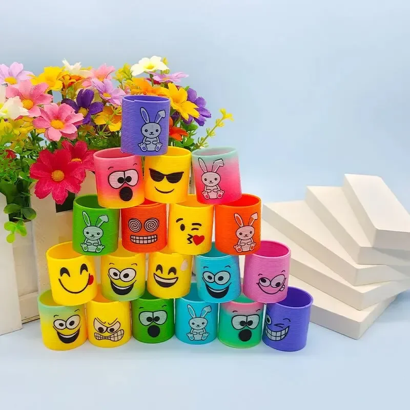 12 pezzi arcobaleno cerchio divertente giocattoli magici bambini bobina educativa cerchio colorato anello magico elastico telescopico regali divertenti per bambini