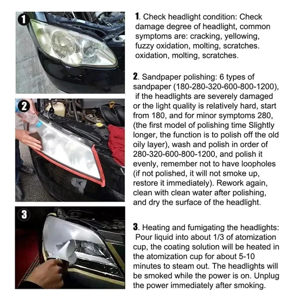 Accessori per auto Kit di lucidatura per riparazione fari Kit di ripristino fari per auto Faro anti-graffio Pulizia dei dettagli Manutenzione