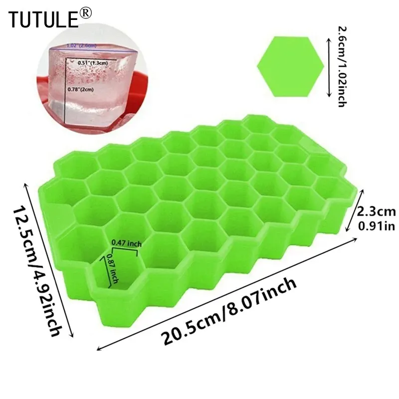 37 Compartment Honeycomb Ice Compartment Molds Jelly Ice Cube Tray with Lid Honeycomb Ice Cube Ice Box Moulds