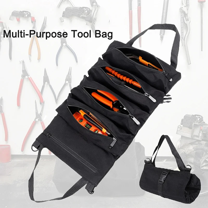 New Tool Bag Scroll Tool Storage Bag Suitable for Workers Engineers Maintenance Tools Camping Detachable Multifunctional Bag Red