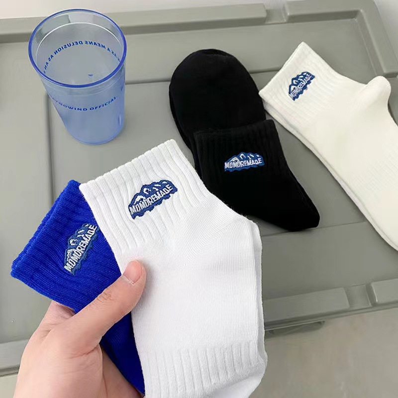 4 pairs of socks for men in spring and summer, thin men's sports couples, women's socks, versatile medium length socks, ins tren