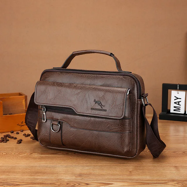 Luxe Kangoeroe Merk Messenger Bags Mannen Lederen Casual Crossbody Tas Voor Mannen Bruin Zwart Zakelijke Schoudertas Mannelijke Handtas