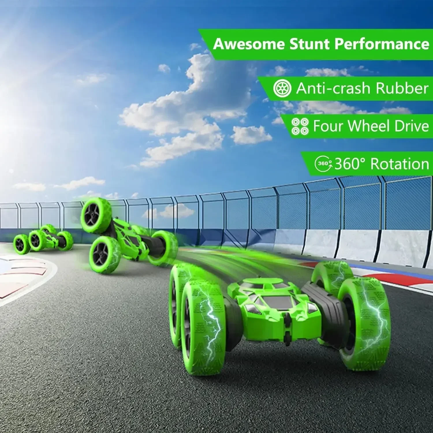 Carro dublê Rc para crianças, carros de controle remoto dupla face 2.4G de alta velocidade 360 °   Rotação Drift Auto Toys Presentes para menino e menina