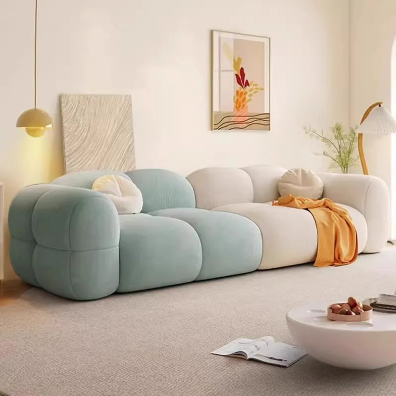 Yyhcthe-シンプルでモダンなベルベットのソファ,クリームスタイル,小さなアパート,リビングルーム,怠惰なソファ