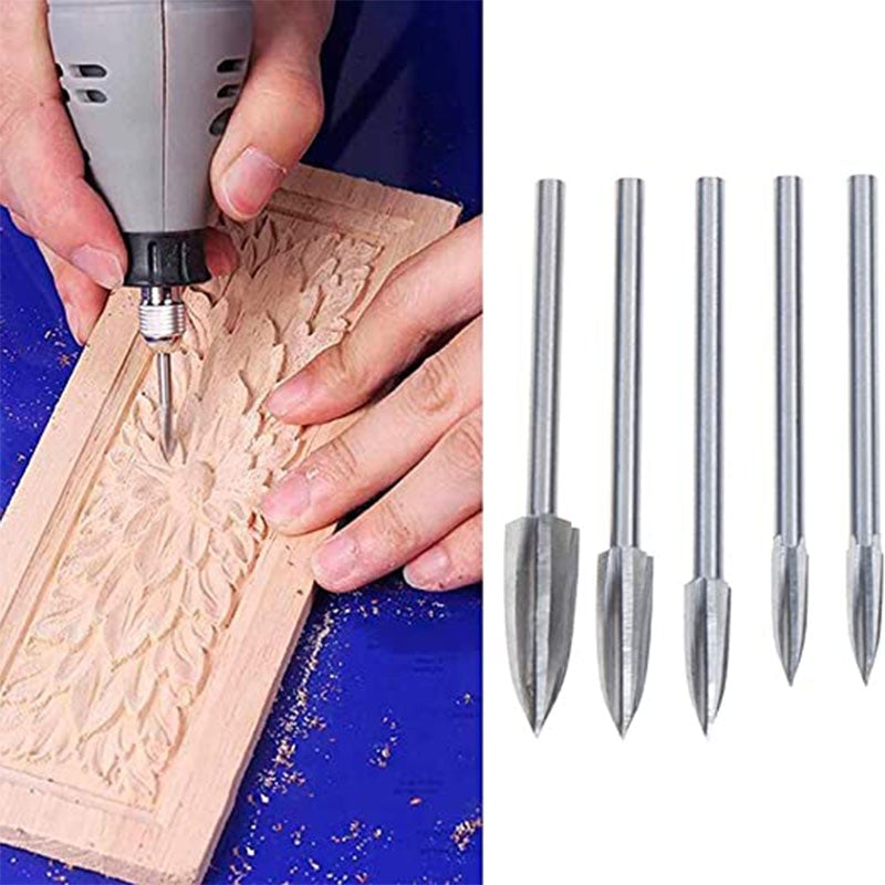 5 Cái/bộ Khắc Gỗ Mũi Khoan HSS Khắc Bộ Mũi Khoan Chắc Chắn Carbide Thép Không Gỉ Gốc Xay Máy Xay Burr Chính Xác Chạm Khắc khung Gỗ