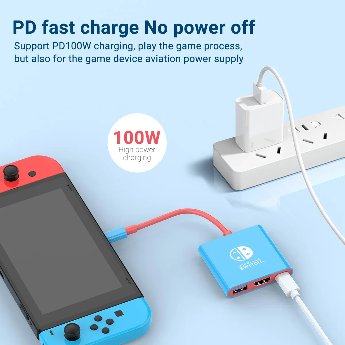 USB C to HDMI cable adapter for Nintendo Switch MacBook Pro 3-in-1 Type-C hub Thunderbolt 3 to HDMI 4K output 100W PD port